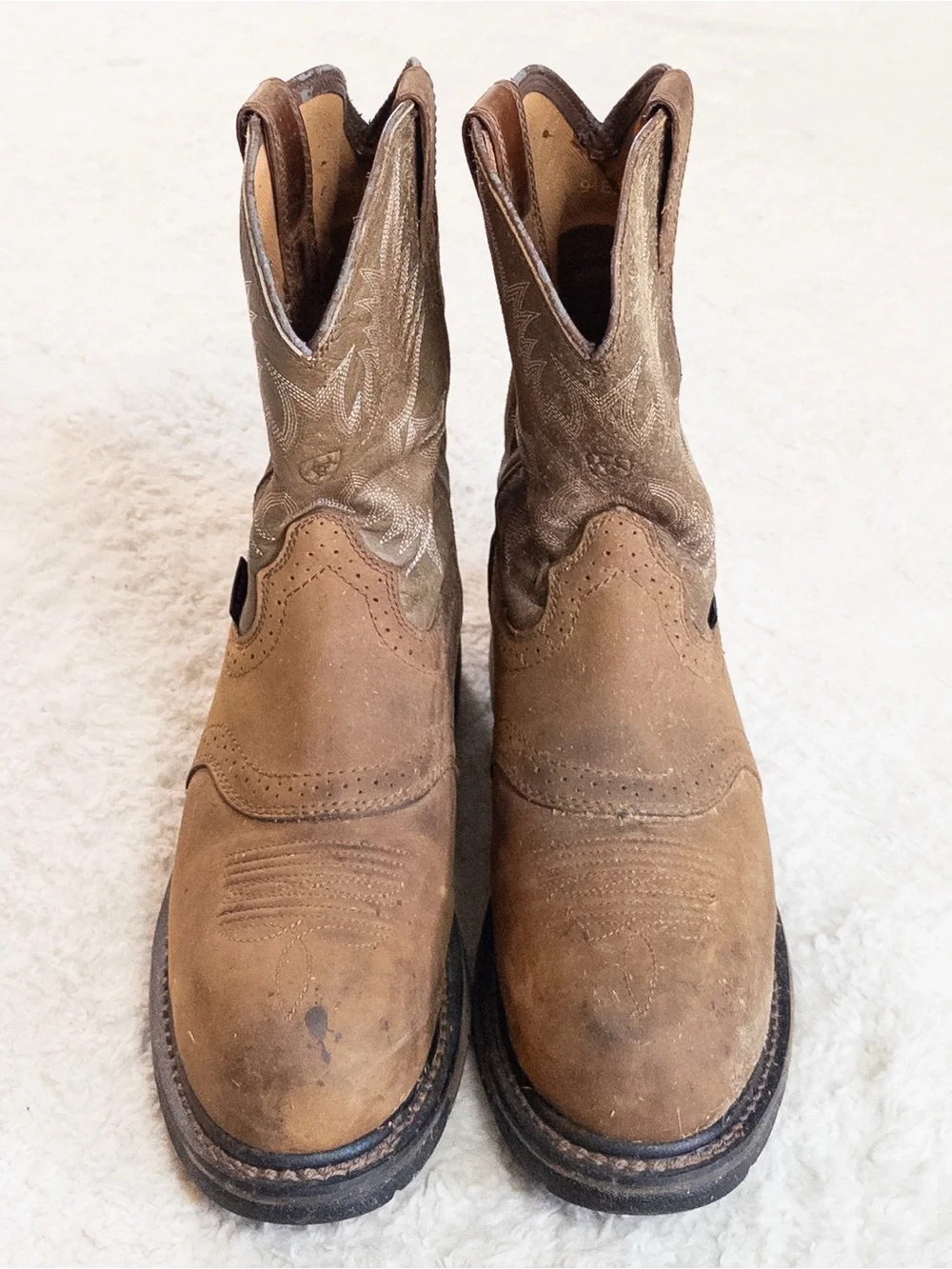 Ariat Composite Toe Brown Leather Cowboy Work Boots Men’s 9.5 EE